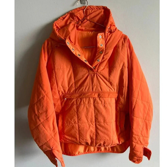 Unbranded Womens Oversized Quilted Puffer Hoodie Jacket Orange Size - Picture 6 of 11